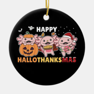 Frohe Hallothanksmas Axolotl WeihnachtsnachtsAxolo Keramik Ornament