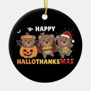 Frohe Hallothanksma's Bären Weihnachtsbär-Keramik Keramik Ornament