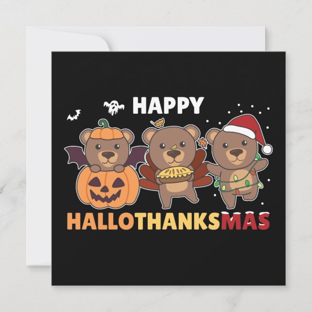 Frohe Hallothanksma's Bären Weihnachtsbären Einlad Einladung (Vorderseite)