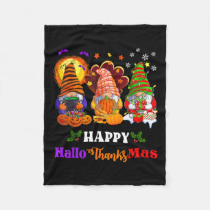 Frohe Hallothanksmas drei Gnomes Halloween froh Fleecedecke