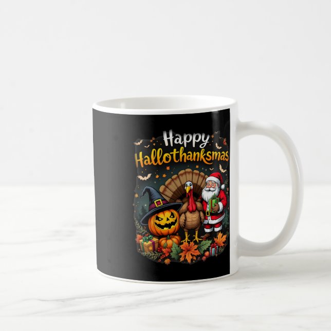 Frohe Hallothanksmas Erntedank Halloween Kaffeetasse (Rechts)
