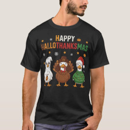 Frohe Hallothanksmas-Gans Halloween Erntedankfest  T-Shirt