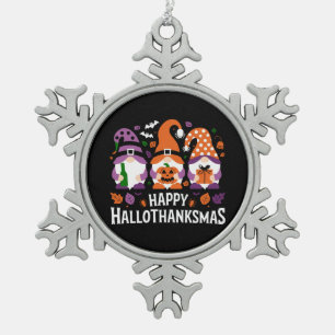 Frohe Hallothanksmas Gnome Liebhaber Frohe Weihnac Schneeflocken Zinn-Ornament