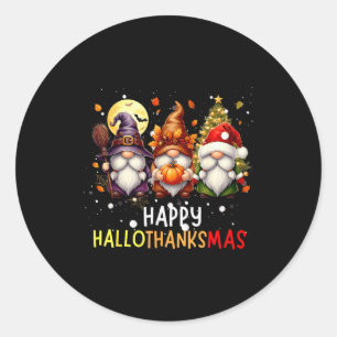 Frohe Hallothanksmas Gnome Liebhaber Halloween Fro Runder Aufkleber