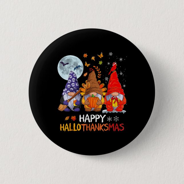Frohe Hallothanksmas Halloween-Erntedank Button (Vorderseite)