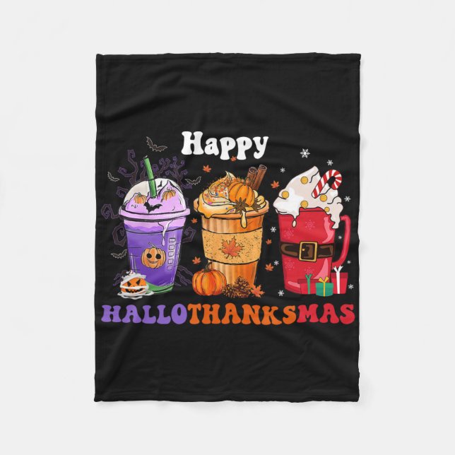 Frohe Hallothanksmas Kaffee Halloween Erntedankfes Fleecedecke (Vorderseite)