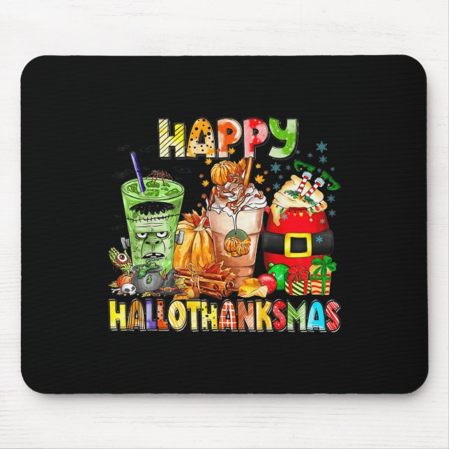 Frohe Hallothanksmas Kaffee Halloween Erntedankfes Mousepad (Vorne)
