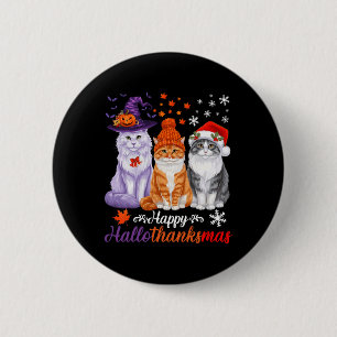 Frohe Hallothanksmas Katzen Halloween Erntedankfes Button