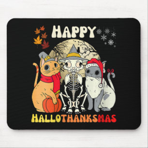 Frohe Hallothanksmas Katzen Halloween Thanksg Mousepad