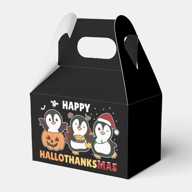 Frohe Hallothanksmas Pinguine Weihnachten Pinguin  Geschenkschachtel (Vorderseite)