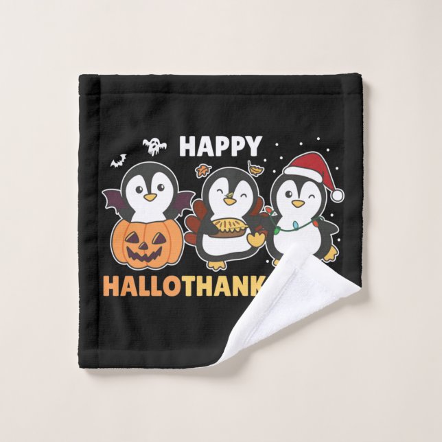 Frohe Hallothanksmas Pinguine Weihnachten Pinguin  Waschlappen (Waschlappen)