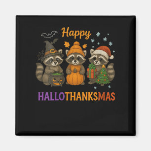 Frohe Hallothanksmas Raccoon Halloween Chri Magnet