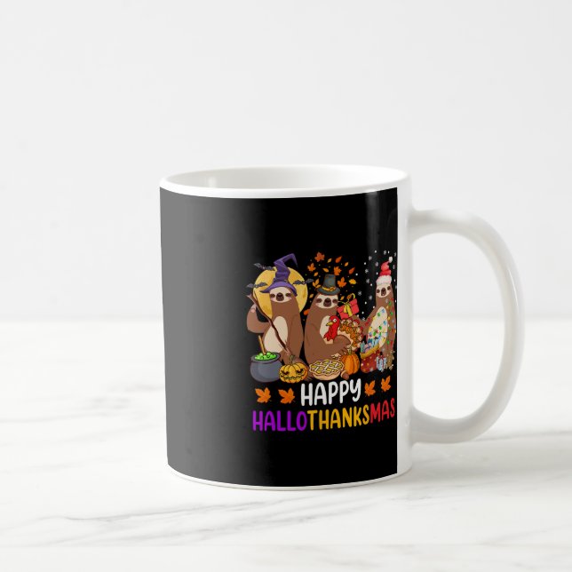 Frohe Hallothanksmas Sloth Halloween Fal Kaffeetasse (Rechts)