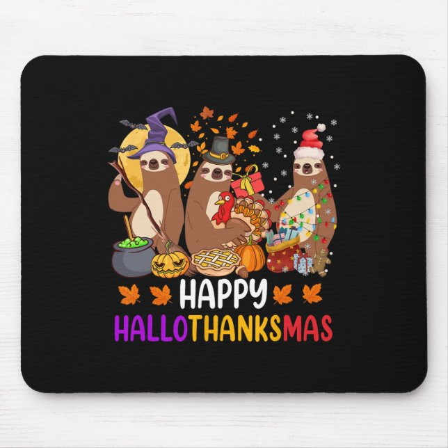 Frohe Hallothanksmas Sloth Halloween Fal Mousepad (Vorne)