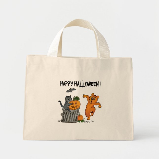 Frohe Halloween! 5 Mini Stoffbeutel (Vorne)