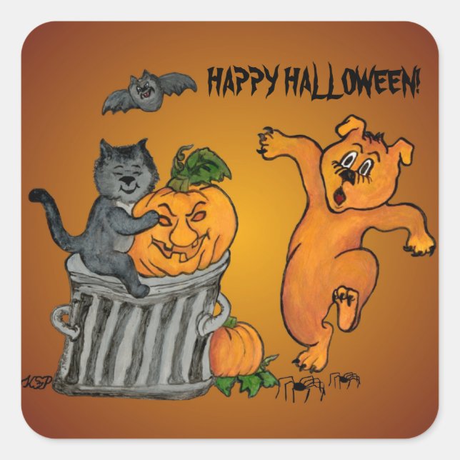 Frohe Halloween! 5 Quadratischer Aufkleber (Vorderseite)