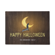 Frohe Halloween Bat & Moon Rustikaler Hintergrund
