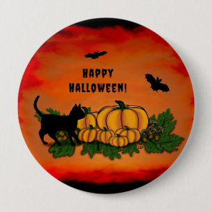 Frohe Halloween , Black Cat , Bat und Pumpkin Button