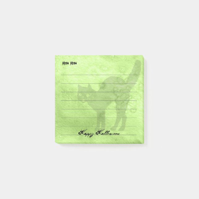 Frohe Halloween Black Cat Limon-Green Grunge Post-it Klebezettel (Vorderseite)