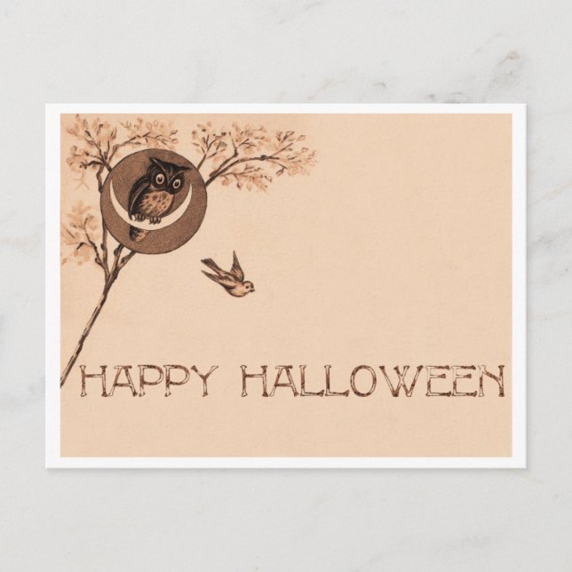 Frohe Halloween-Eule Postkarte (Vorderseite)
