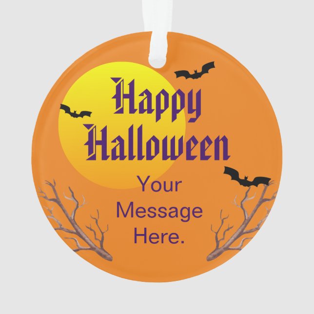 Frohe Halloween-Fledermäuse und der Mond Ornament (Rückseite)