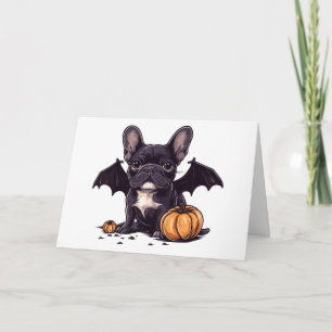Frohe Halloween French Bulldog Bat Wings Pumpkins Karte