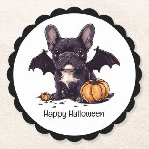 Frohe Halloween French Bulldog Bat Wings Pumpkins Untersetzer
