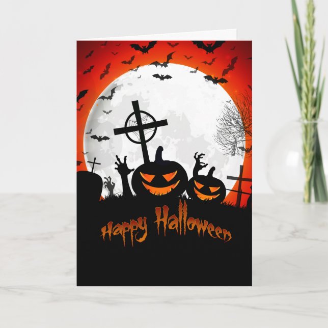 Frohe Halloween-Friedhofskarte Karte (Vorderseite)
