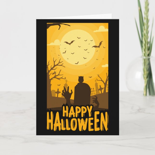 Frohe Halloween-Friedhofskarte Karte (Vorderseite)