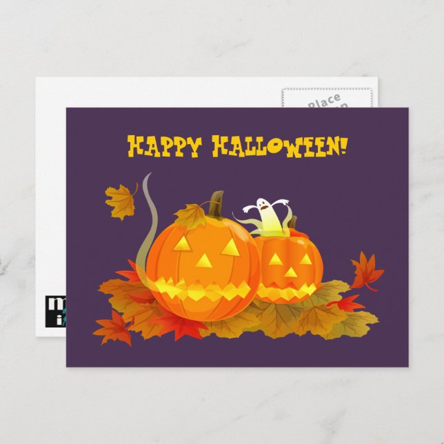 Frohe Halloween! Funny Jack O'Lantern Postkarte (Vorne/Hinten)