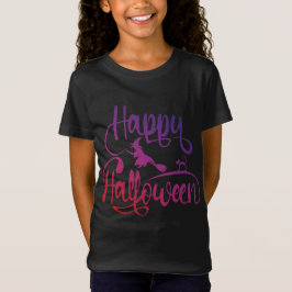 Frohe Halloween-Gefälle fliegen Hexenkatze T - Shi T-Shirt