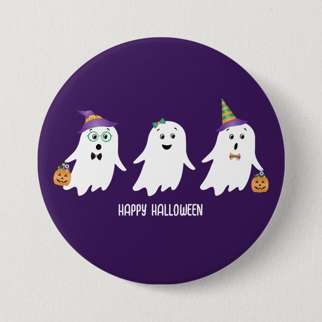 Frohe Halloween-Geistertrick oder -Behandlung Button (Vorderseite)