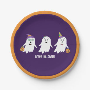 Frohe Halloween-Geistertrick oder -Behandlung Pappteller
