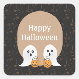 Frohe Halloween-Geistertrick oder Behandlung Quadratischer Aufkleber