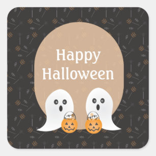 Frohe Halloween-Geistertrick oder Heilung Quadratischer Aufkleber