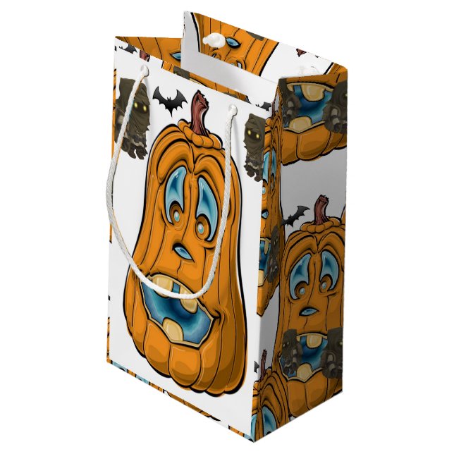 Frohe Halloween-Geschenktasche, Pumpkin Kleine Geschenktüte (Rückseite Schrägansicht)