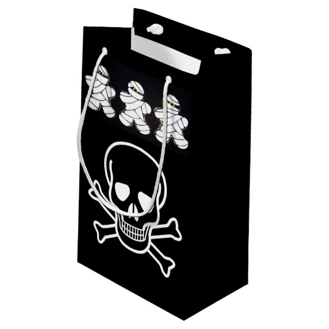 Frohe Halloween-Geschenktasche, Schädel Kleine Geschenktüte (Rückseite Schrägansicht)