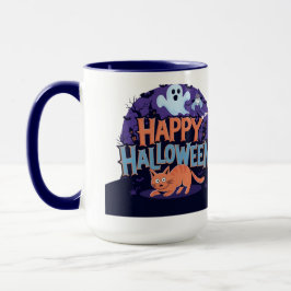 Frohe Halloween Ghost & Cat Tasse