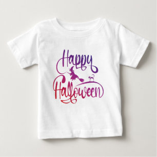 Frohe Halloween-Gradient-Hexenkatze Baby T-shirt