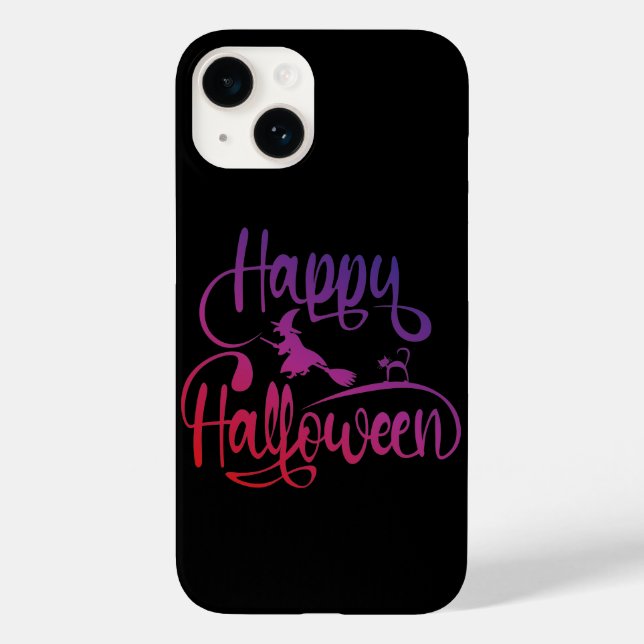 Frohe Halloween-Gradient-Hexenkatze Case-Mate iPhone 14 Hülle (Rückseite)