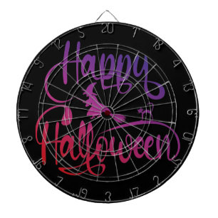Frohe Halloween-Gradient-Hexenkatze Dartscheibe