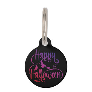 Frohe Halloween-Gradient-Hexenkatze Haustiermarke