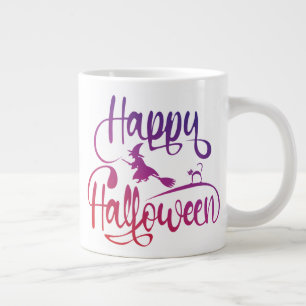 Frohe Halloween-Gradient-Hexenkatze Jumbo-Tasse
