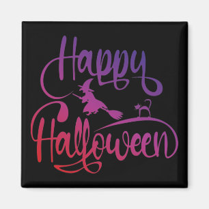 Frohe Halloween-Gradient-Hexenkatze Magnet