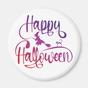 Frohe Halloween-Gradient-Hexenkatze Magnet