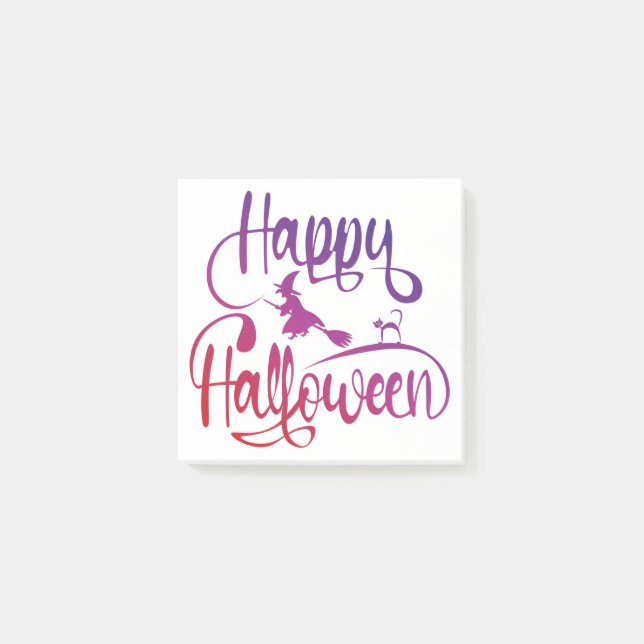 Frohe Halloween-Gradient-Hexenkatze Post-it Klebezettel (Vorderseite)