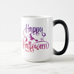 Frohe Halloween-Gradient-Hexenkatze Verwandlungstasse