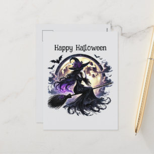 Frohe Halloween-Hexenzeitbücher Feiertagspostkarte