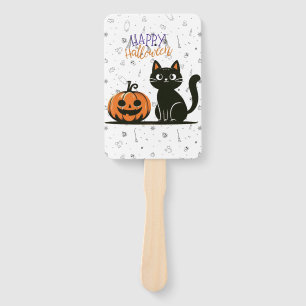 Frohe Halloween-Katze & Kürbis Fächer