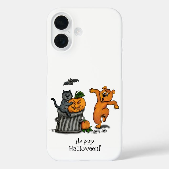 Frohe Halloween! Katzen-Hund und Spider iPhone 16 Hülle (Rückseite)